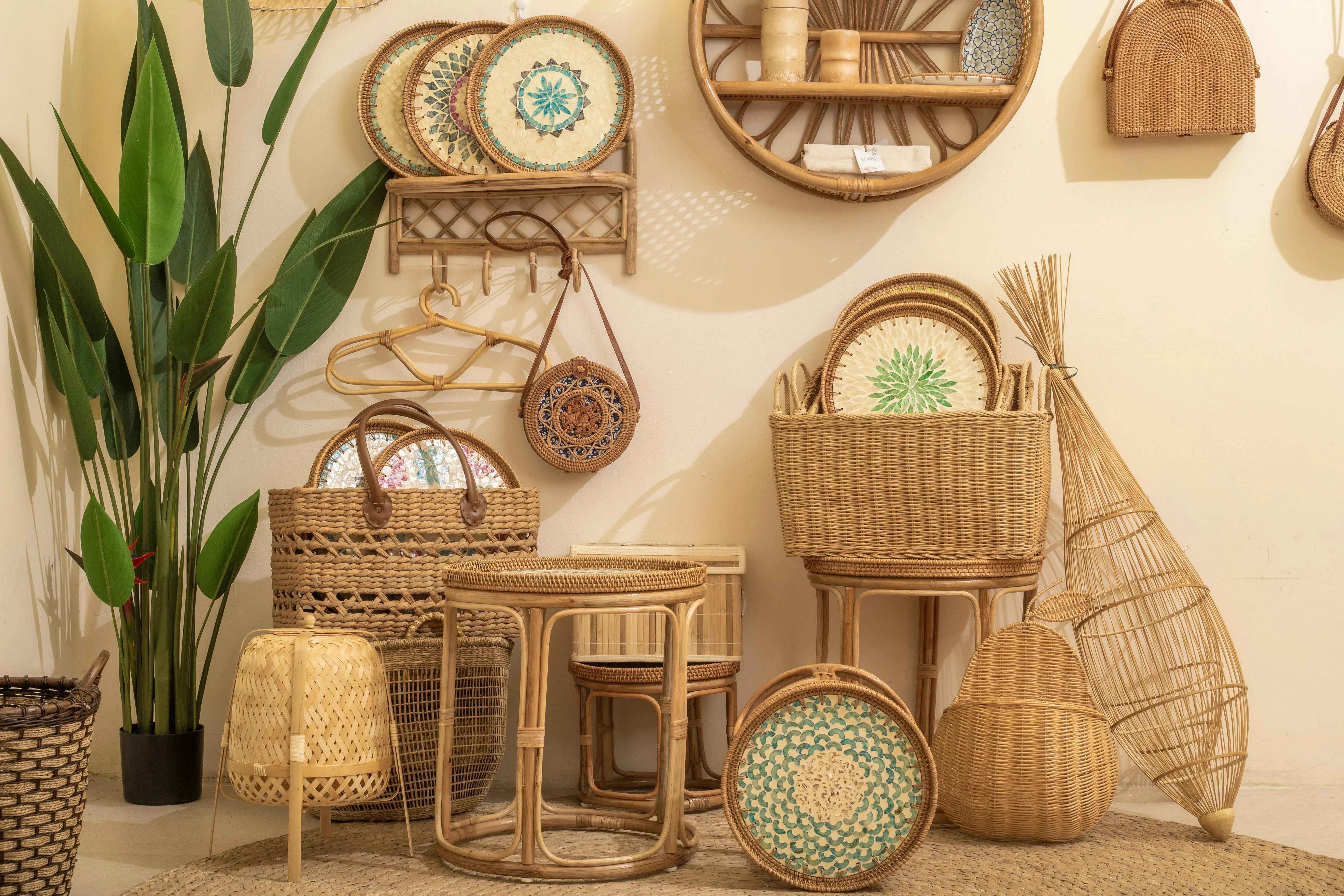 Handcrafted Cane Furniture Set in Natural Decor