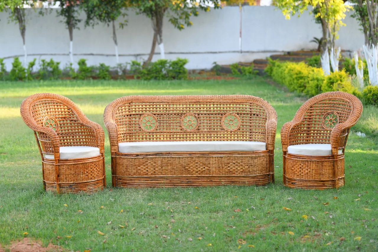 Wood & Cane Sofa - Eco-friendly Cane Furniture Product